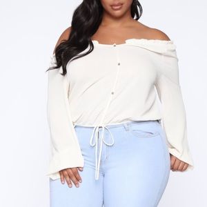Off shoulder ivory top - FASHION NOVA
